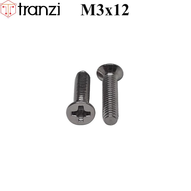 Vít bake đầu bằng thân bu lông inox 304 M3x12 - túi 50 cái