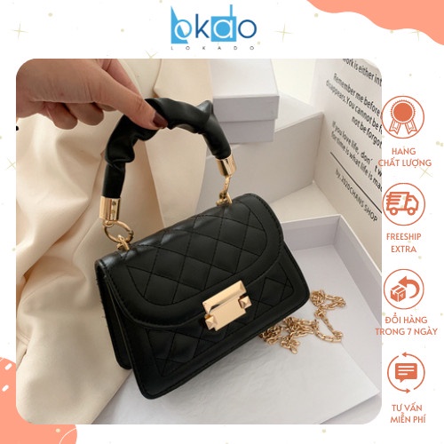 Túi xách nữ đẹp, túi đeo chéo Hàn Quốc quai dúm LOKADO HY229