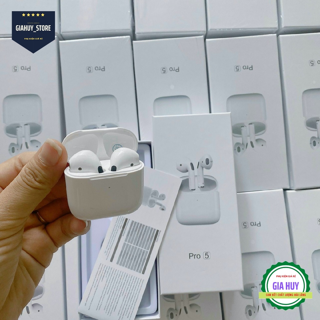 Tai nghe Airpods Pro 5 Bluetooth 5.0.Tai Nghe Không Dây Bản Quốc Tế Cao Cấp Định Vị Đổi Tên Dùng Cho Ios và Android