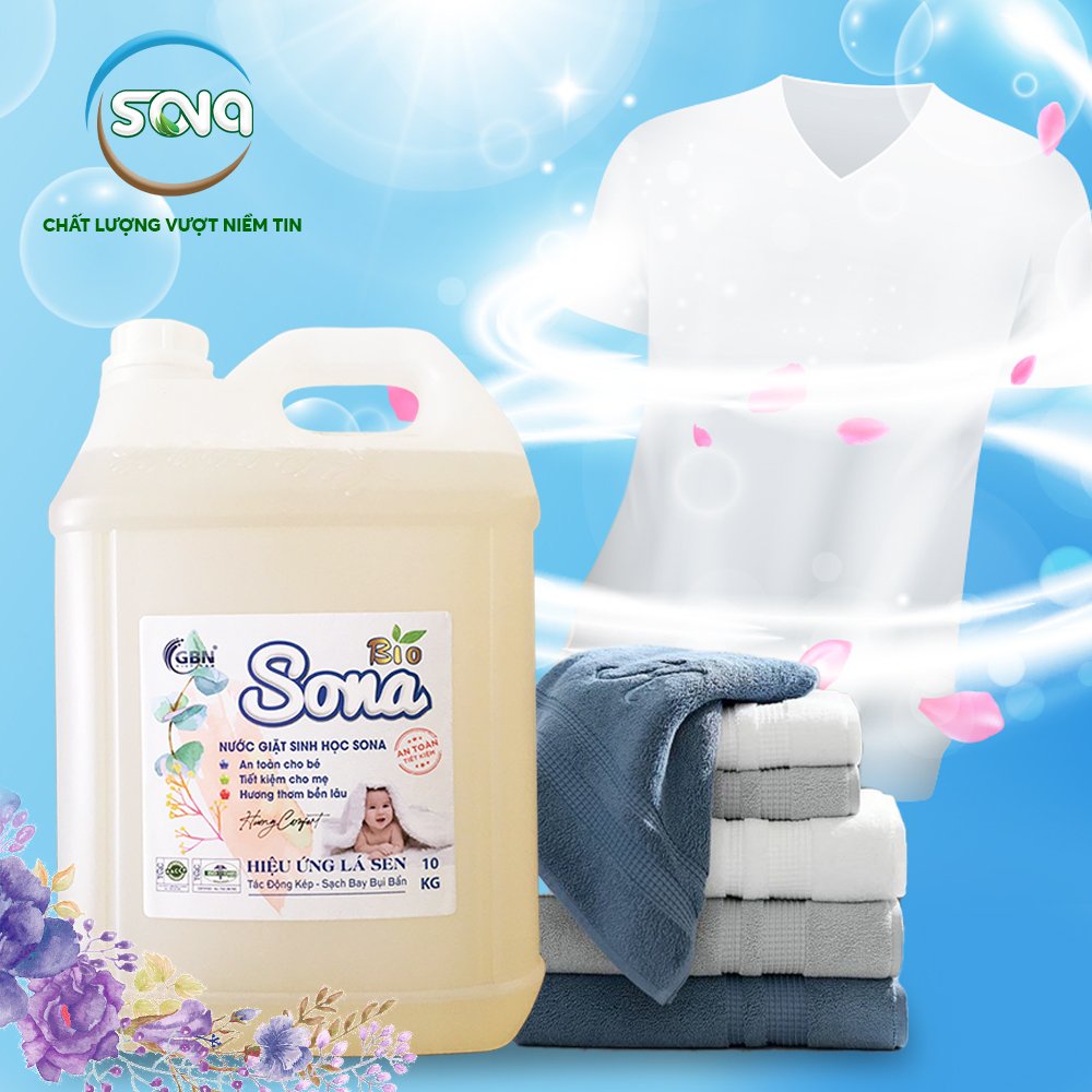 Nước giặt xả công nghiệp can 10 Kg SONA  Siêu Tiết Kiệm, siêu thơm, mua 1 lần dùng nửa năm