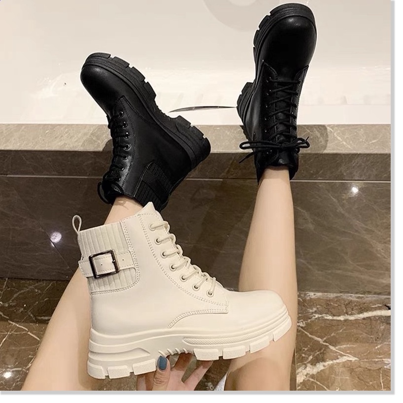 💙 Giày Bốt Khuy Phối Viền Chun Hàng Xịn Xò cá tính đơn giản đế cao thời trang mẫu mới hot