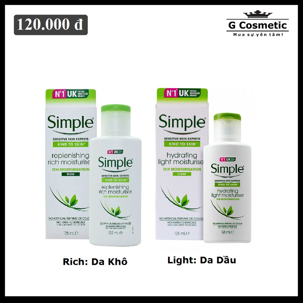 Sữa dưỡng ẩm Simple Kind To Skin 12h 125ml