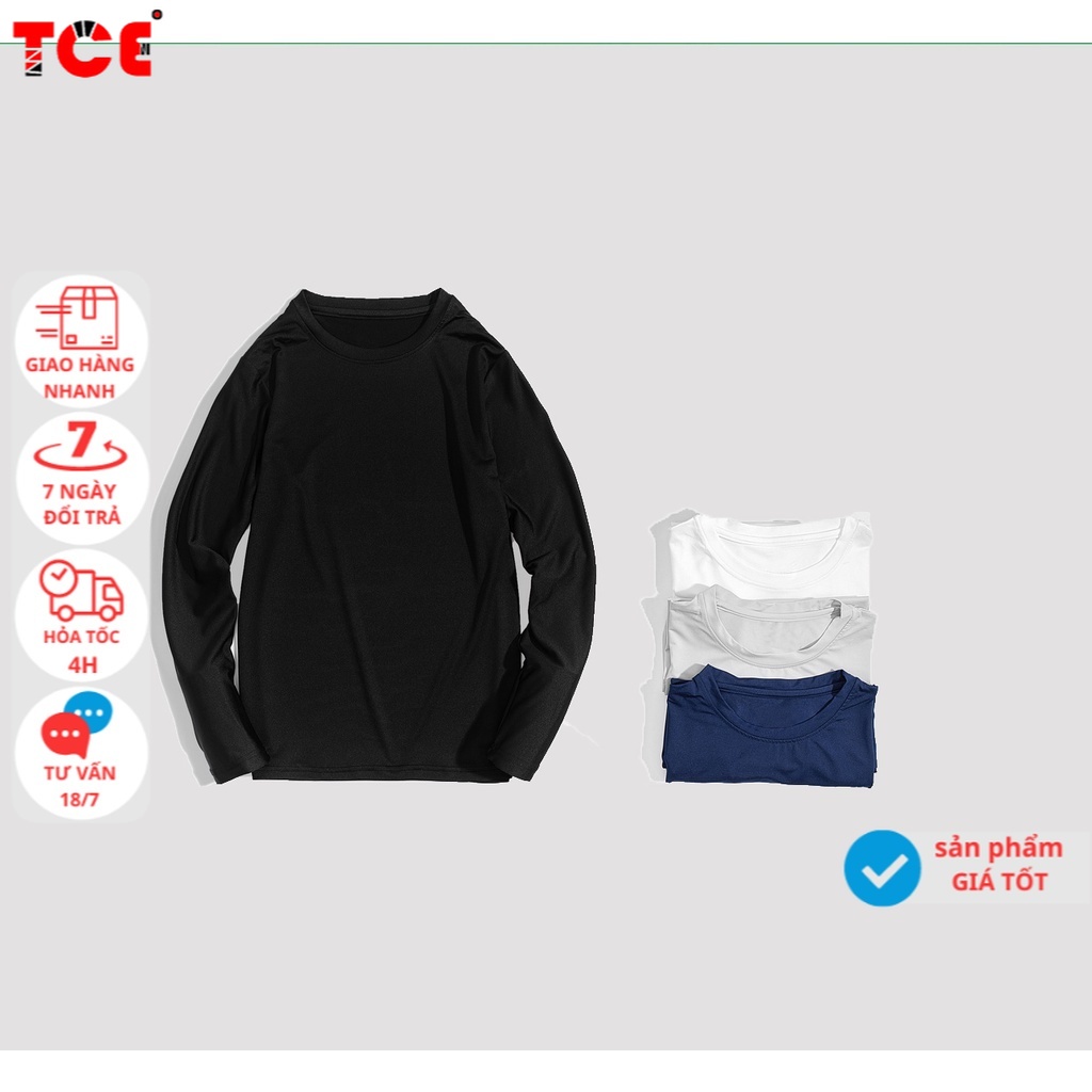 Áo Thun Dài Tay Cổ Tròn Nam TCE chất thun cotton đẹp dáng ôm nhẹ vải dày dặn cho nam