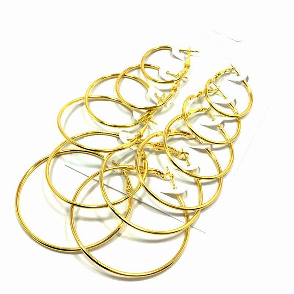 Set 6 đôi hoa tai vòng tròn thời trang nữ