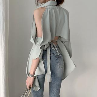 Áo sơ mi hở lưng cột dây thời trang cho nữ