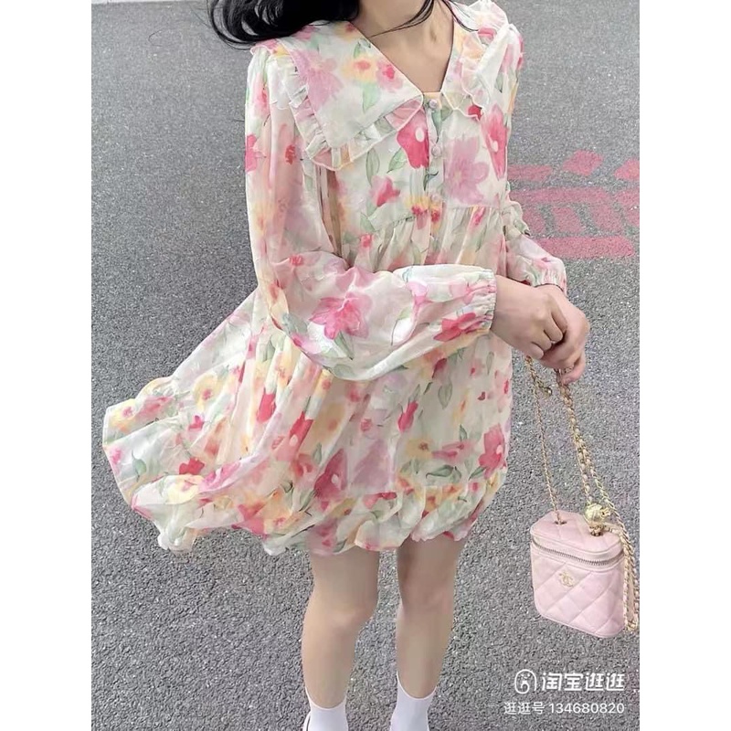 Váy Hoa Babydoll Hoa Chìm Đi Biển, Dạo Phố, Đi Chơi Cực Xinh Cho Các Nàng- Form To Freesize