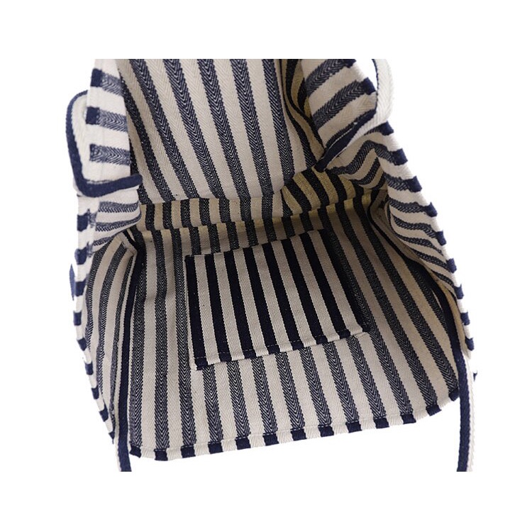 Túi Xách Vải Canvas Họa Tiết Sọc Thời Trang Cho Nữ