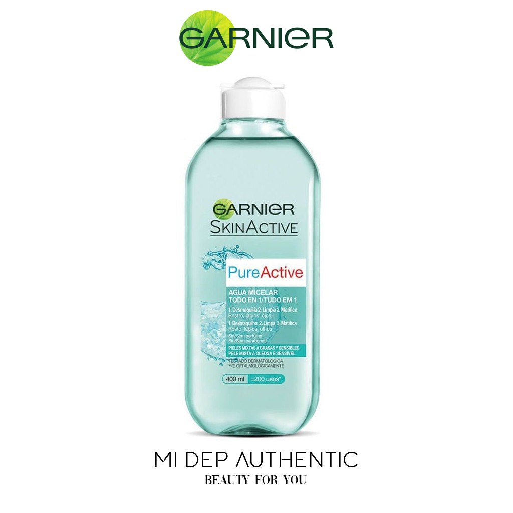 Nước tẩy trang Garnier Skin Active màu xanh dương dành cho da dầu, da mụn 400ml chính hãng