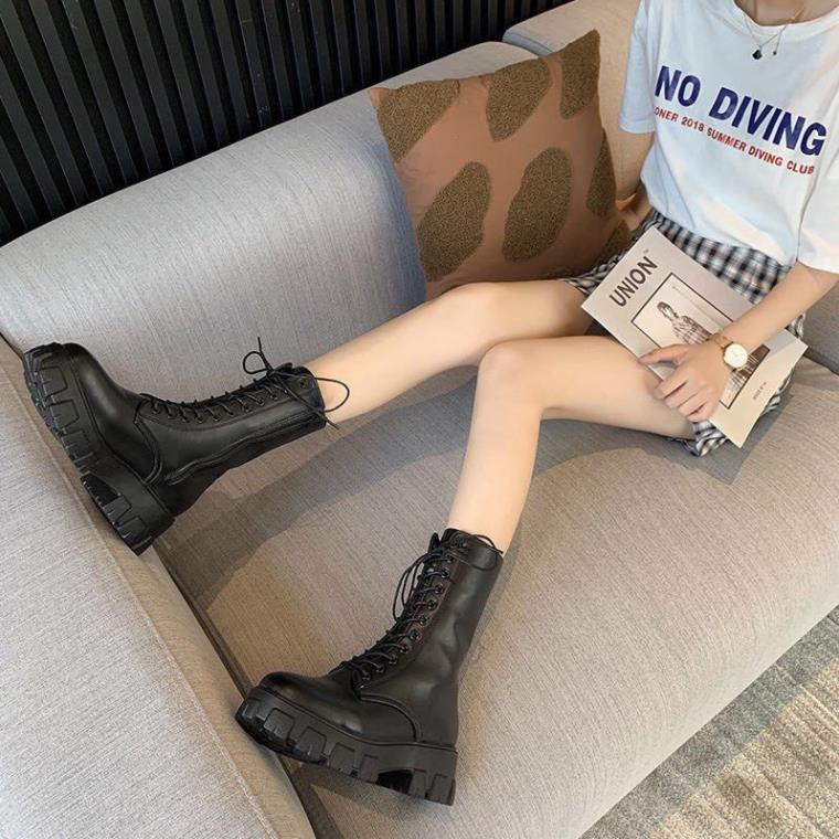 Boot nữ cổ cao da dày có khóa kéo đế cao 5.5 cm | BigBuy360 - bigbuy360.vn