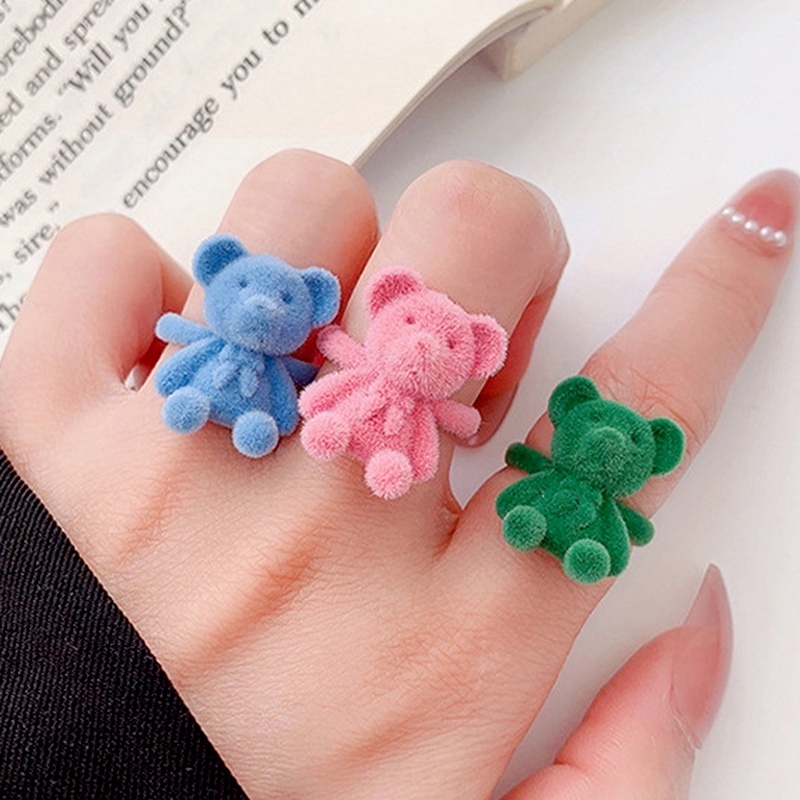 Nhẫn Hở Họa Tiết Gấu Hoạt Hình Dễ Thương Có Thể Điều Chỉnh