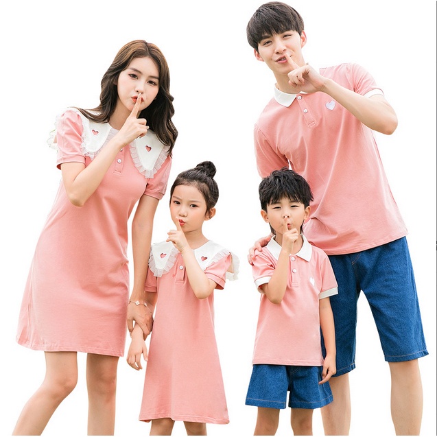 Áo polo Màu Hồng Có Cổ Thời Trang Dành Cho Cả Gia Đình