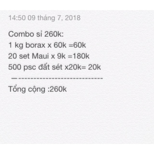 Combo sỉ 260k