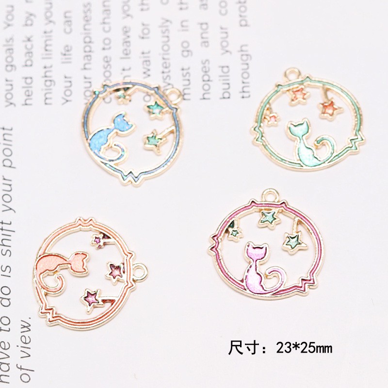 Jianzai Bán Sỉ!Mặt Dây Chuyền/Móc Chìa Khóa Hình Chú Mèo Dễ Thương Chất Liệu Hợp Kim diy