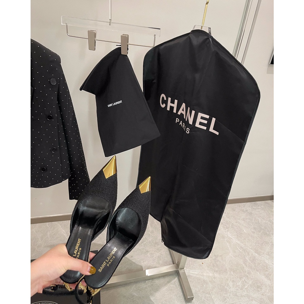 Giày Cao Gót 9Cm Vải Tuýt Phối Dây Xích