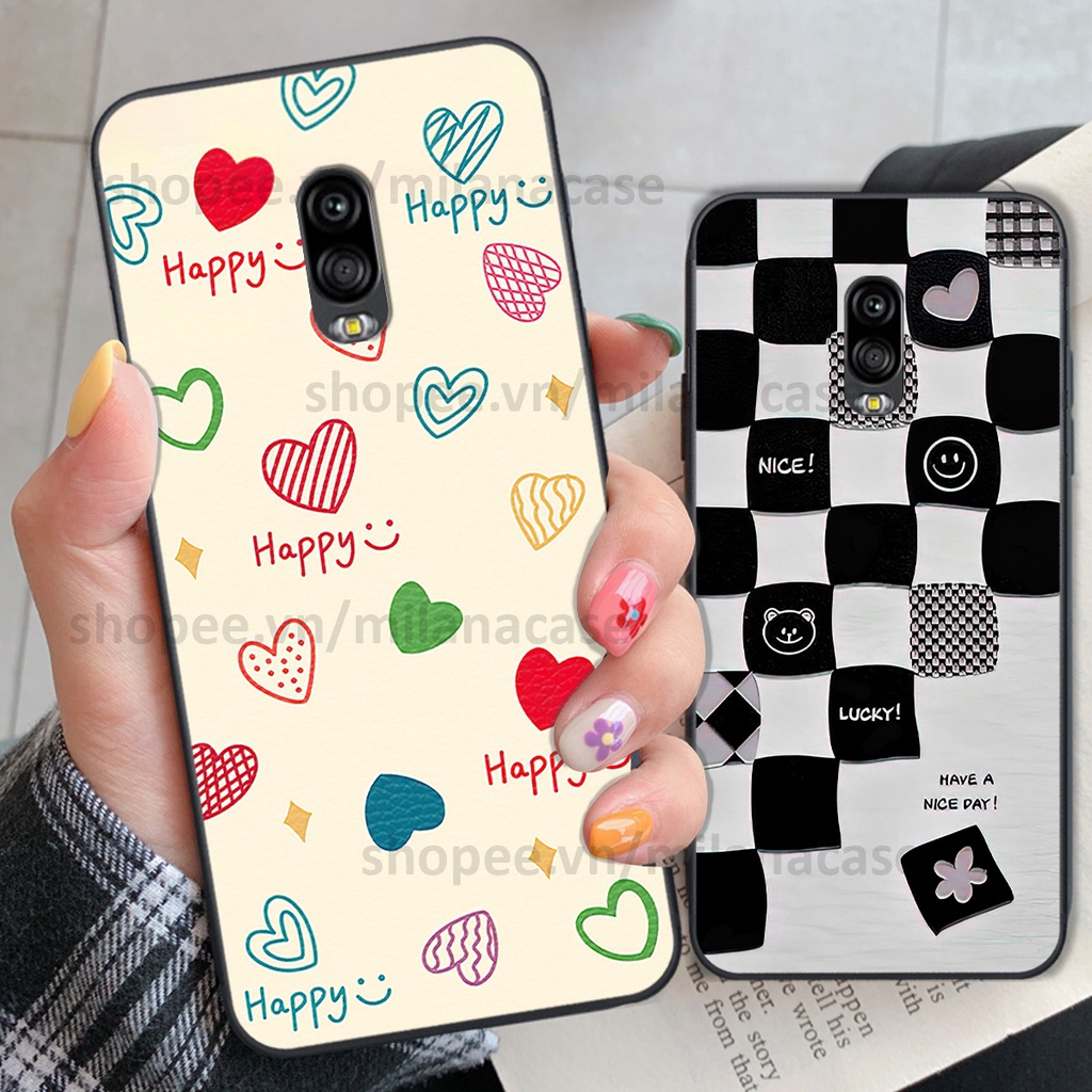 Ốp Samsung J7 Plus / J7+ in hình caro trái tim siêu đẹp, siêu nét đầy phong cách cá tính