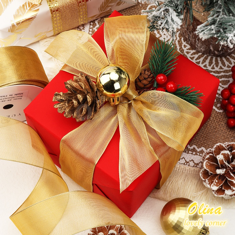 Cuộn dây ruy băng tùy chọn màu sắc rộng 4cm dài 9.1m để gói quà giáng sinh