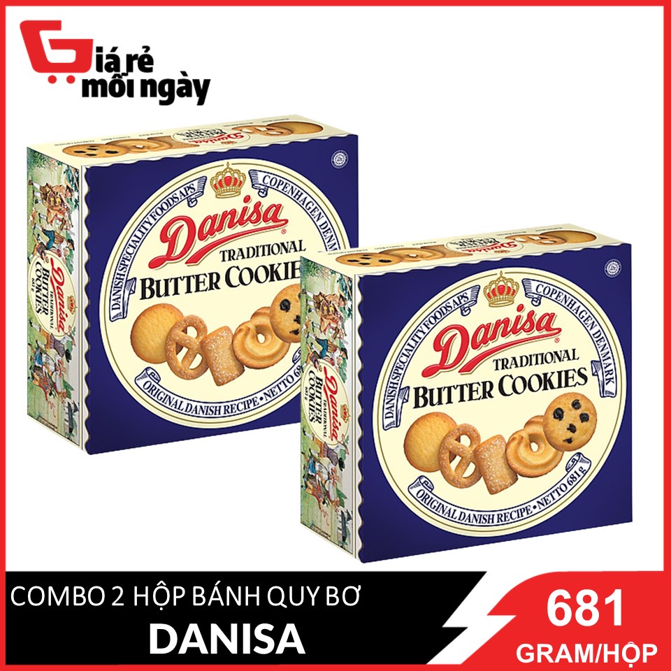 Combo 2 hộp Bánh quy bơ Danisa Size lớn Hộp 681gX2 (date mới)