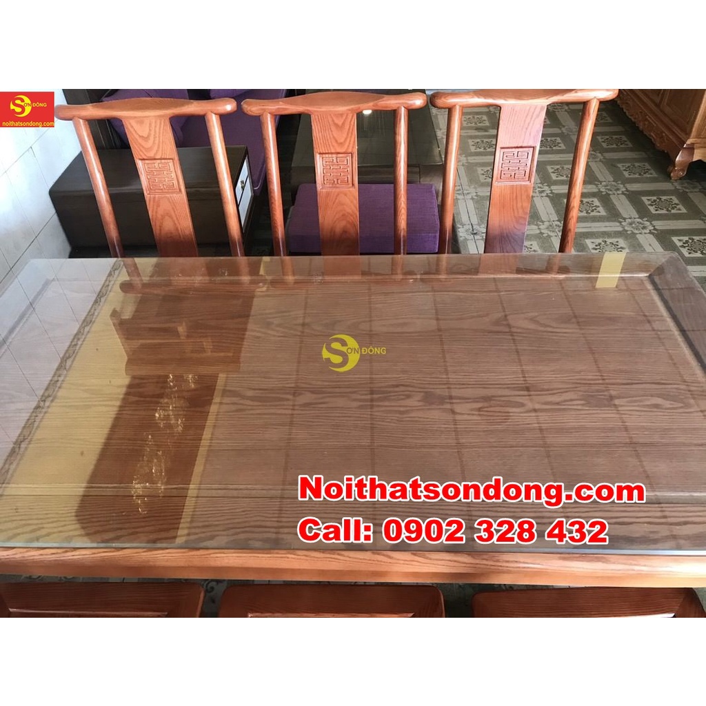 Bộ bàn ăn gỗ sồi nga 6 ghế chữ thọ bàn vuông BBA5536V