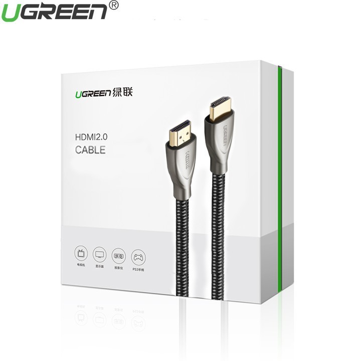 Cáp HDMI 2.0 Ugreen  50109 Carbon dài 3m Chuẩn 4K/60MHz Cao Cấp- Hàng chính hãng bảo hành 18 tháng
