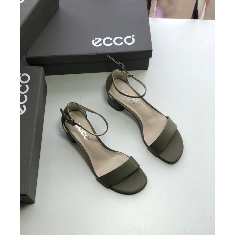 Sandal nữ cao gót thương hiệu Ecco da thật cao cấp màu sắc cơ bản dễ phối đồ