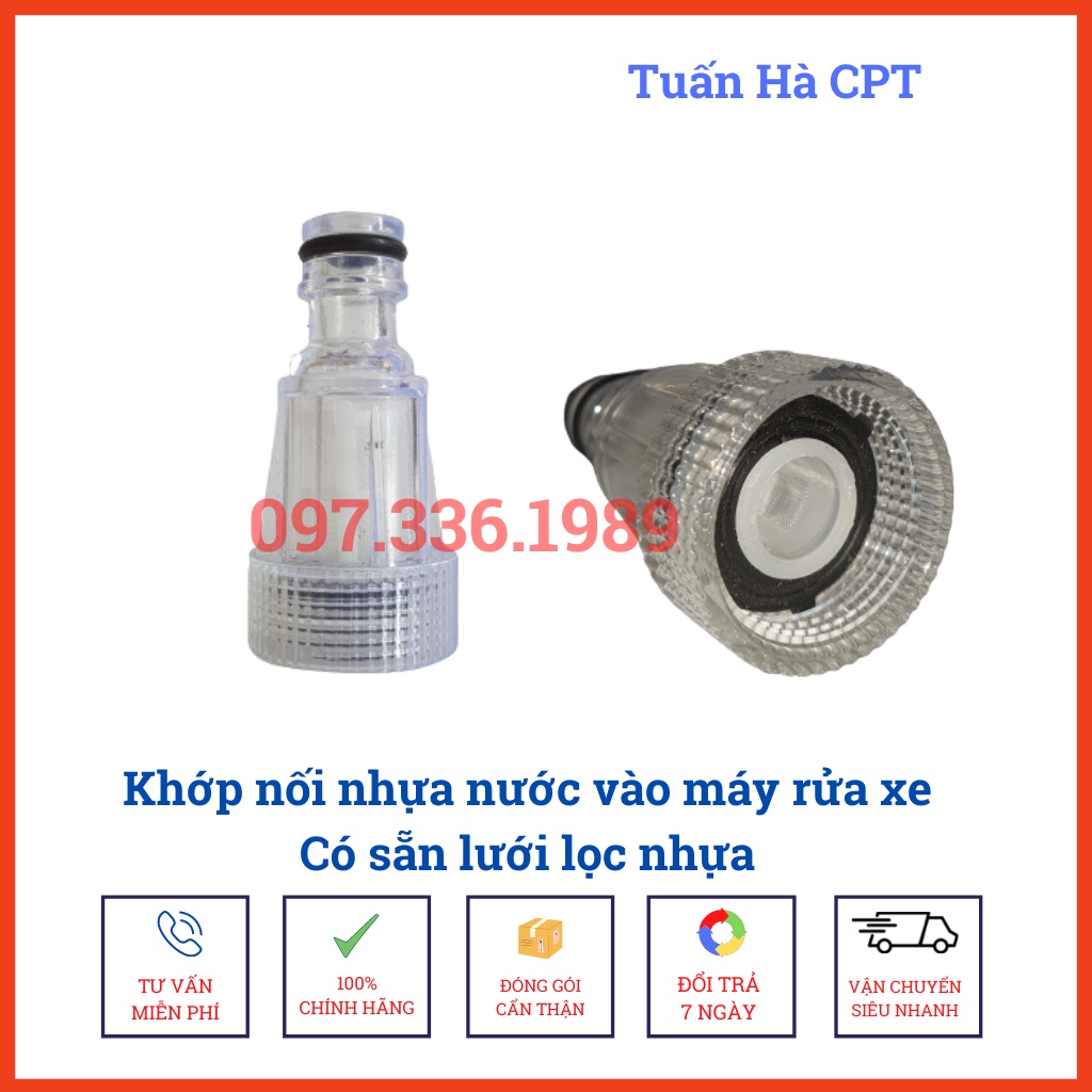 Khớp nối nhanh phụ kiện máy rửa xe bằng nhựa đầu nối cút nối lọc rác máy xịt rửa xe, Cút xiết, Nối nhanh, Kép nối