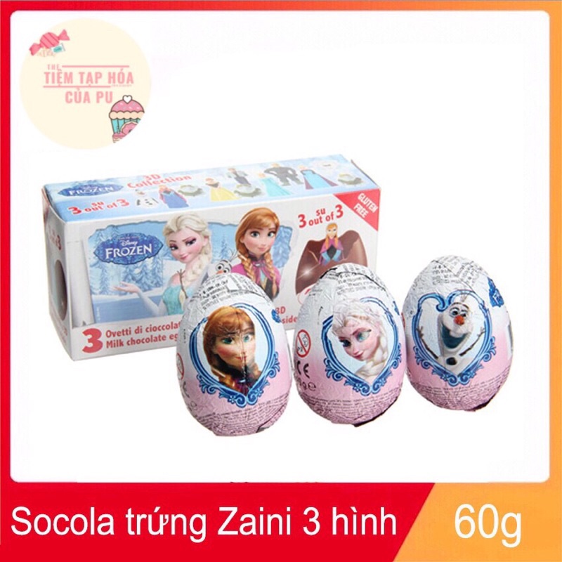 Trứng socola đồ chơi Zaini Frozen hộ 60gr (3 quả)