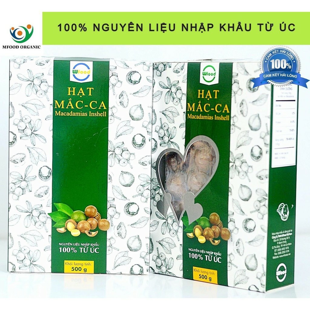 Hạt Macca nứt vỏ MFOOD Nhập khẩu ÚC - Hộp 500g đi kèm đồ khui.