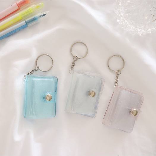 Cuốn album ảnh mini trong suốt có 16 ngăn trang trí kiểu móc khóa cao cấp loại tùy chọn 1 inch/ 2 inch