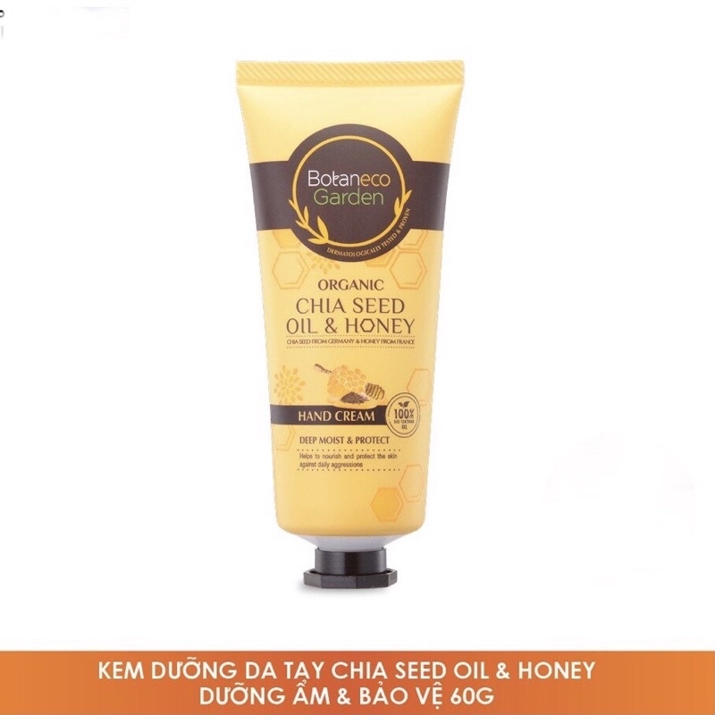 Kem Dưỡng Da Tay Botaneco Garden Chia Seed Oil & Honey Hand Cream Deep Moist & Protect Dưỡng Ẩm Sâu & Bảo Vệ 60g