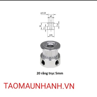 PuLy GT2 bản 6mm, 20 răng, trục 5mm