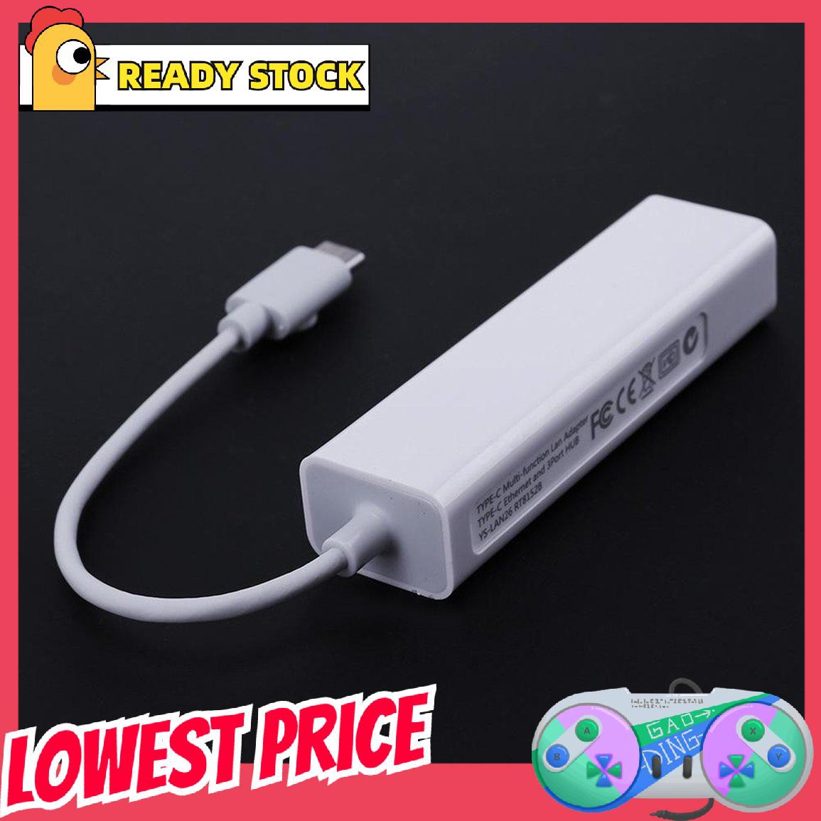 Cáp Chuyển Đổi Usb-C Usb 3.1 Type C Sang Usb Rj45 Ethernet Lan Cho Macbook Pc