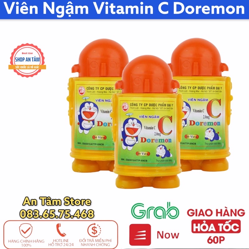Viên ngậm C DOREMON  Hỗ trợ tăng cường sức đề kháng cho cơ thể, giảm triệu chứng do thiếu vitamin c