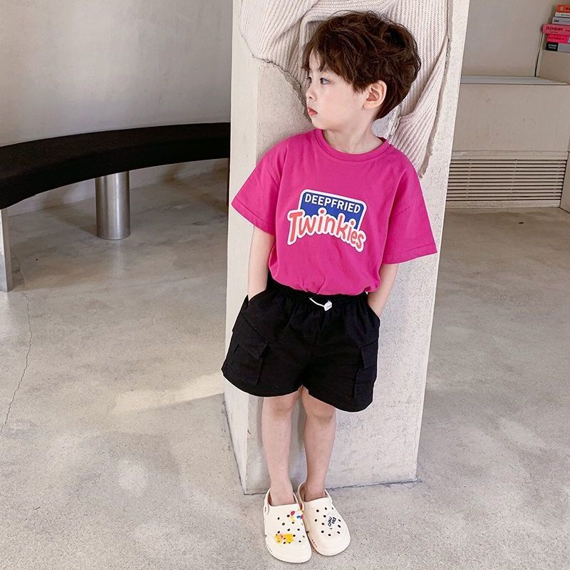 Áo Thun 100% Cotton Tay Ngắn In Chữ Phong Cách Hàn Quốc Dễ Phối Đồ Thời Trang Mùa Hè Cho Bé Trai