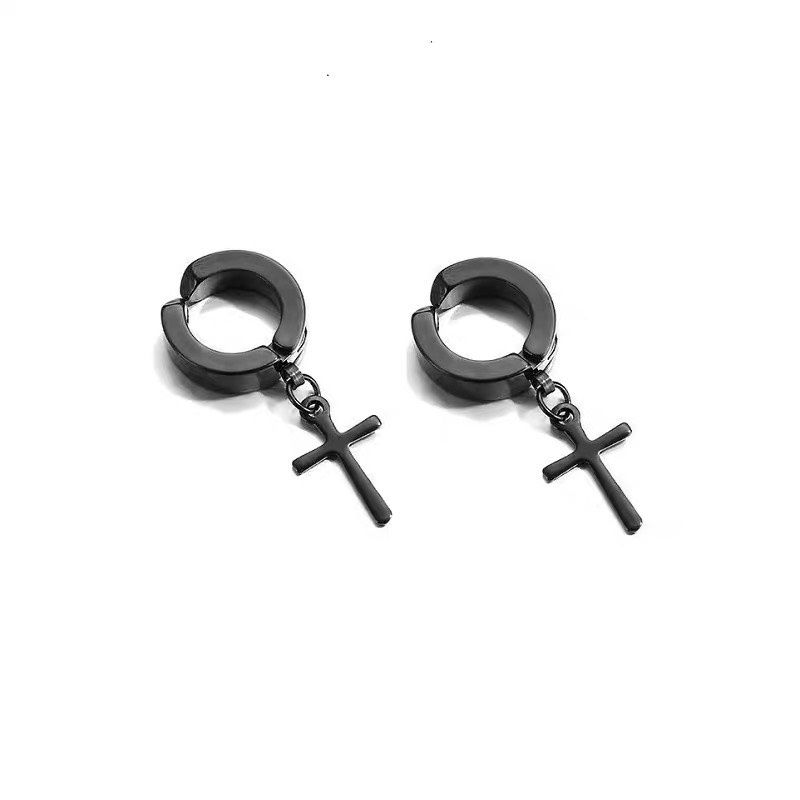 Khuyên Tai Nam Không Cần Bấm Lỗ GIÁ 1 CHIẾC, Khuyên Tai Kẹp Nhiều Lựa Chọn chữ thập, ngôi sao  Cam Accessories