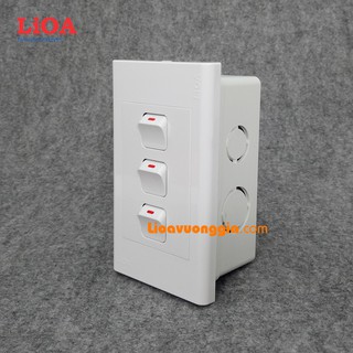 Combo 3 công tắc điện 1 chiều + mặt lỗ vuông LiOA - Lắp âm tường