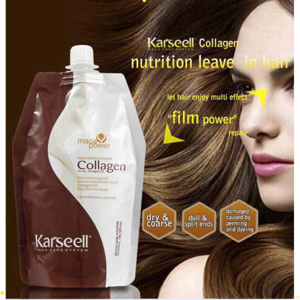Dầu hấp tóc - ủ Tóc - Collagen Karseell Maca 500ml, túi dầu ủ dưỡng tóc, dầu hấp phục hồi tóc xơ MEL