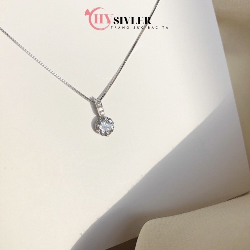 Dây chuyền bạc s925 dây mì mặt đá siêu sáng đơn giản nữ tính dây chuyền nữ bạc thật giá rẻ