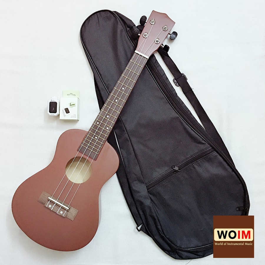 Đàn Ukulele Concert Woim 33A19 Size 23 Tặng Kèm Bao Vải Thời Trang Và Máy Lên Dây Điện Tử (Tuner)