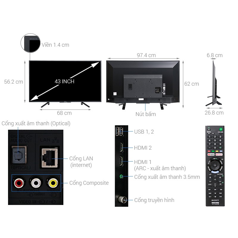 Smart Tivi Sony 43 inch KDL-43W660G | BigBuy360 - bigbuy360.vn