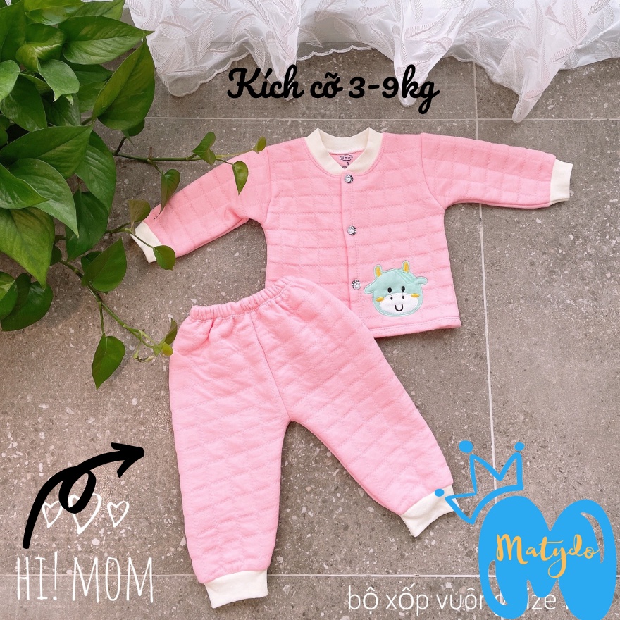 Quần áo sơ sinh bé trai bé gái mùa đông cao cấp chất vải an toàn đồ sơ sinh cho bé Hi Mom cổ tàu SS12