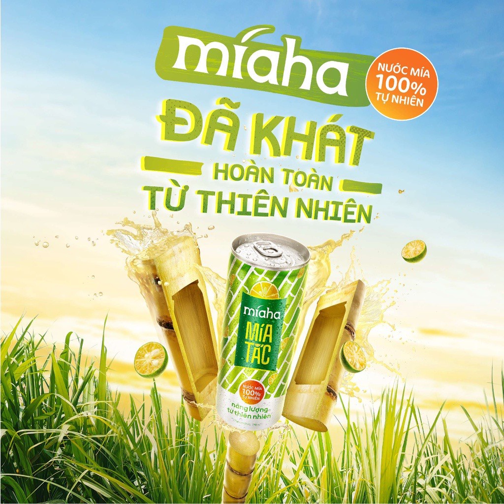 6 Lon Nước Mía Tắc Tự Nhiên Lon 240ml Míaha,miaha, mía lon, mía ha