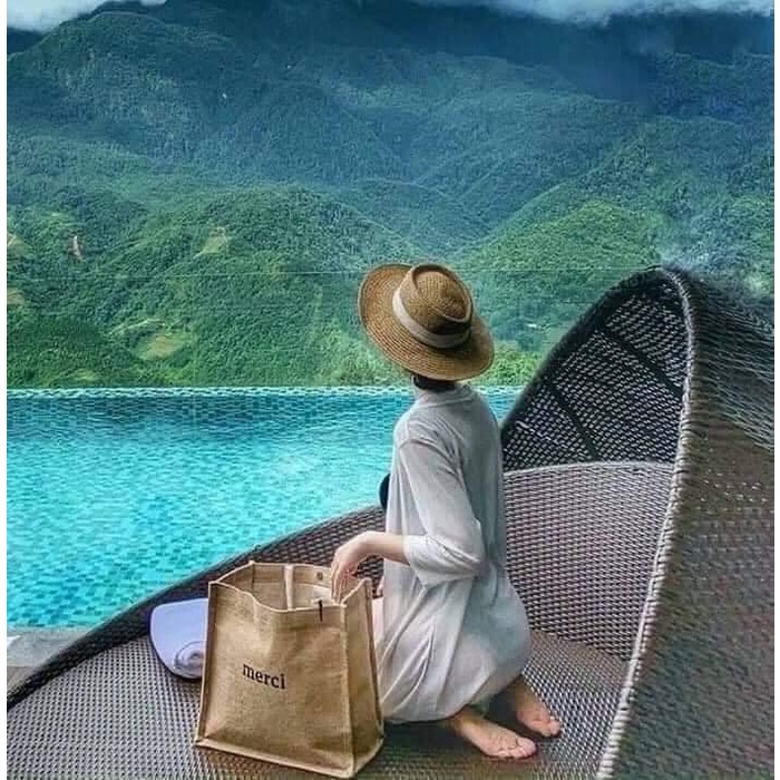 Túi Cói Merci loại 1 size to kiểu Vintage