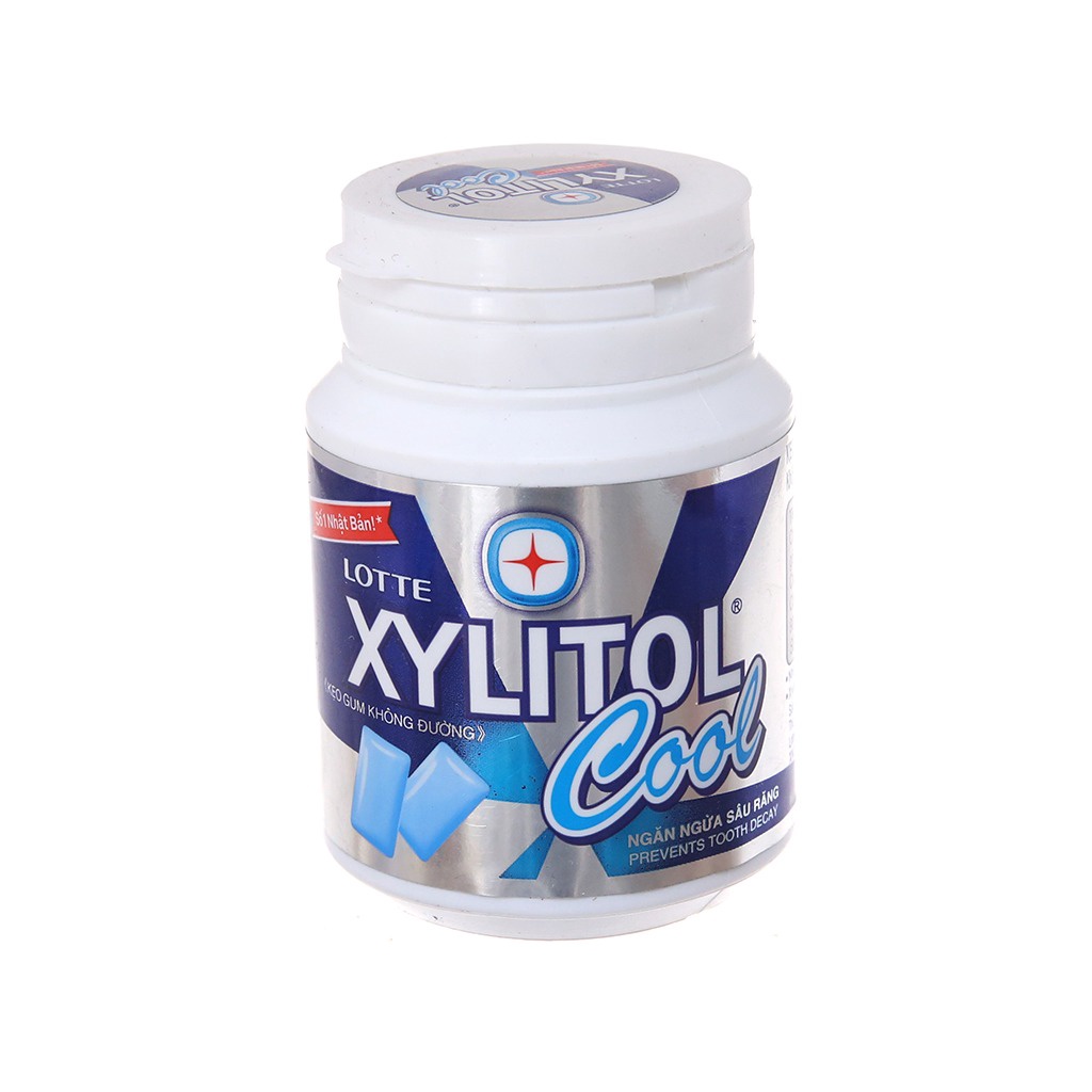 Kẹo Sing-gum Không Đường Lotte Xylitol Cool Cực The Mát (Lọ 58g-xanh dương)