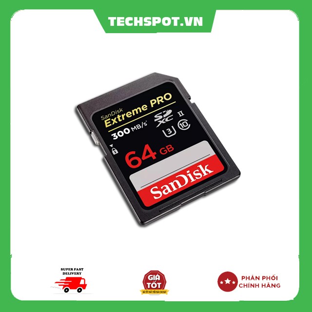 Thẻ nhớ siêu tốc độ 64GB 300mb/s SDHC Extreme Pro 2000x Techspot.vn