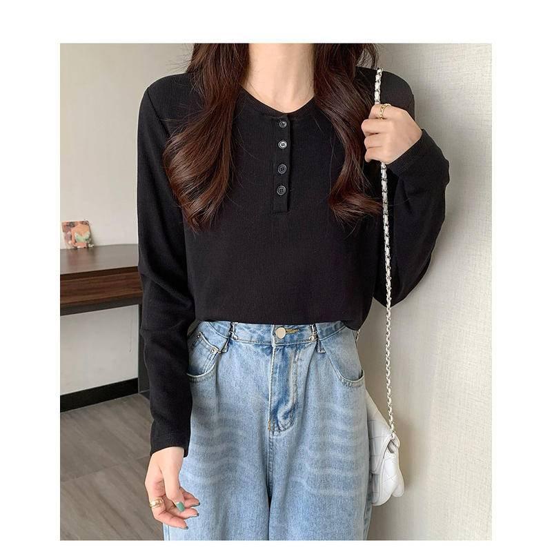 Áo Thun Tay Dài Màu Trắng Thời Trang Xuân Thu Trẻ Trung Cho Nữ