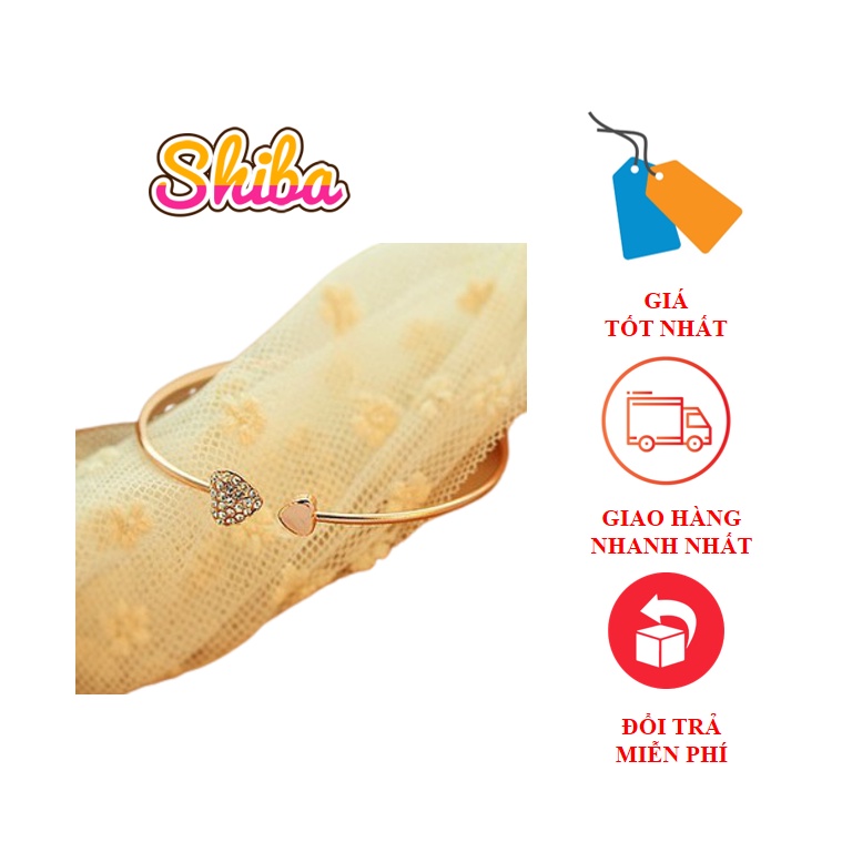 Lắc tay vòng hở họa tiết trái tim đính đá xinh xắn cho nữ | BigBuy360 - bigbuy360.vn