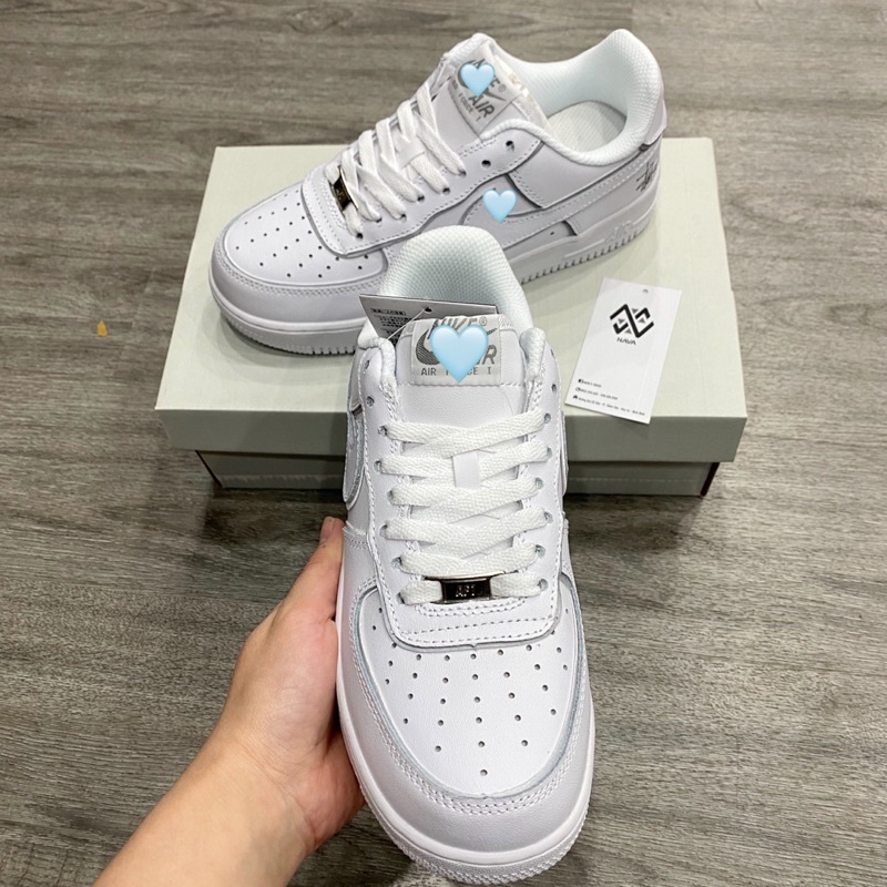 Giày sneaker AF1 trắng phản quang viền Giày thể thao nam nữ