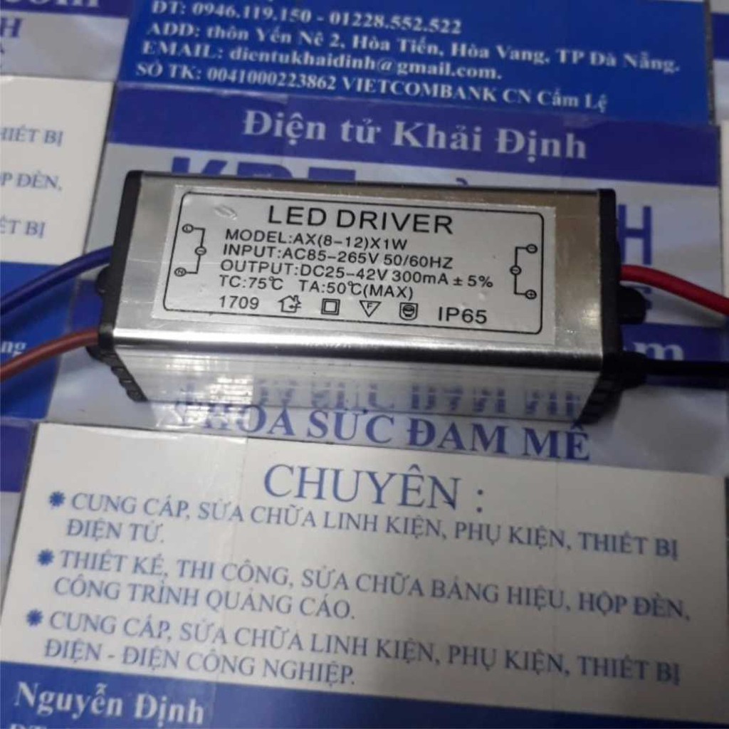 driver LED, tăng phô LED 8-12x1W, các loại 9W/10W/12W, ngoài trời IP65 kde4046