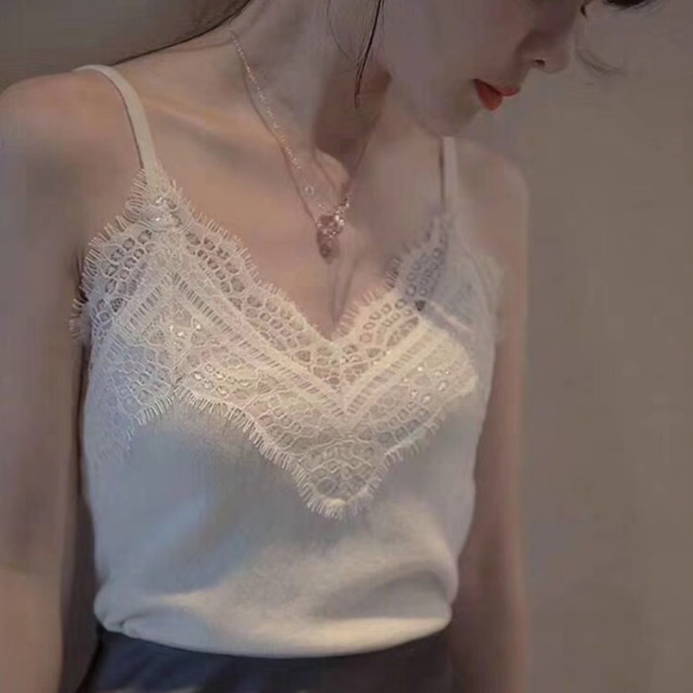 Áo Sát Nách Phối Ren Hoa Thiết Kế Cổ Chữ V Quyến Rũ | BigBuy360 - bigbuy360.vn