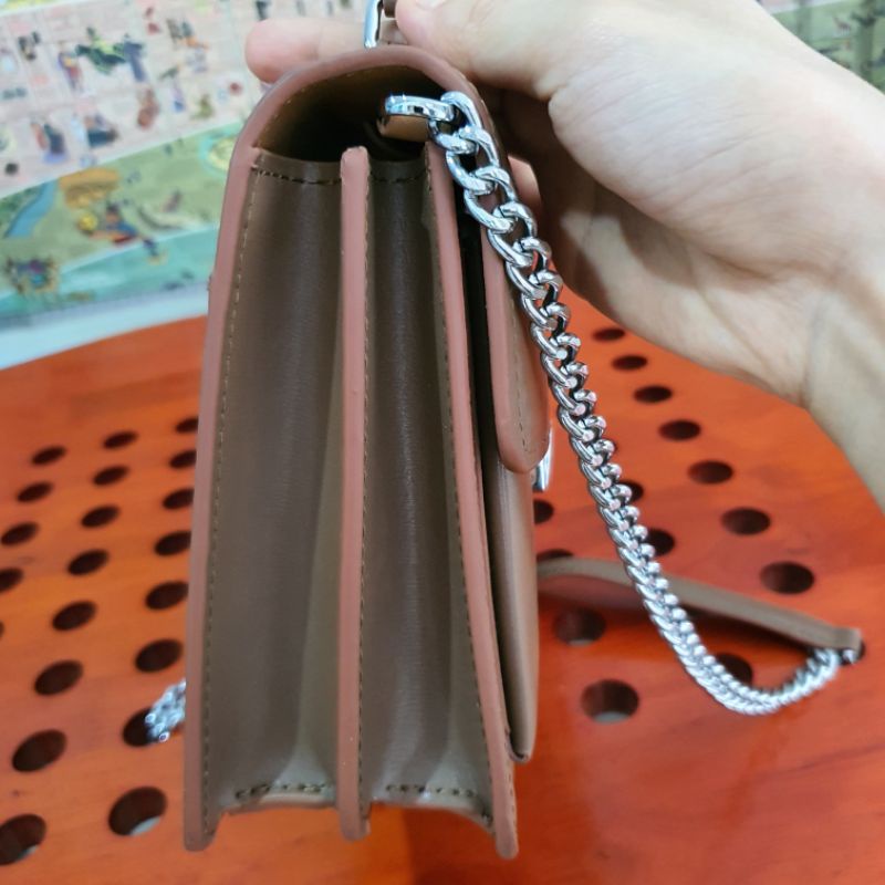 Túi công sở, da bò thật, màu nâu tây, hàng si